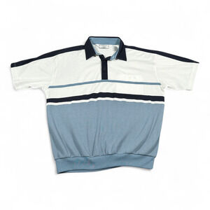 Vintage Classics Palmland Polo Shirt Adult LARGE Blue White Color Block Golf 90s